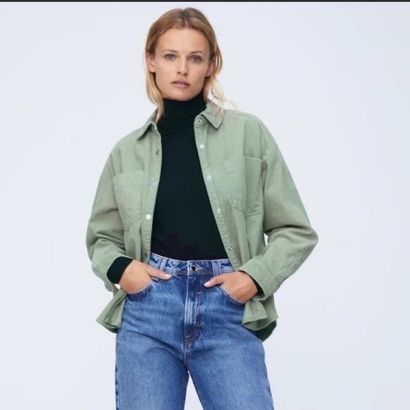 Zara Jackets & Blazers - Zara corduroy button down sage green over shirt